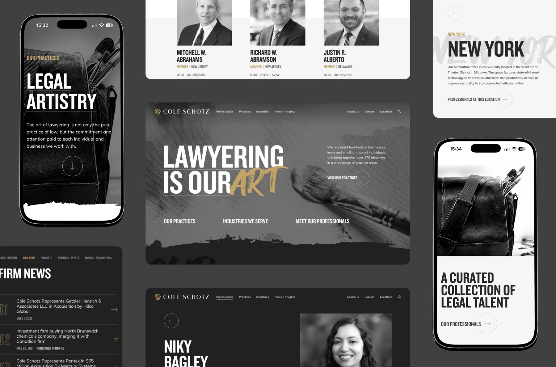 Website pages and responsive interface design